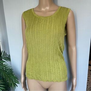 Jones New York Chartreuse Ribbed Tank Top